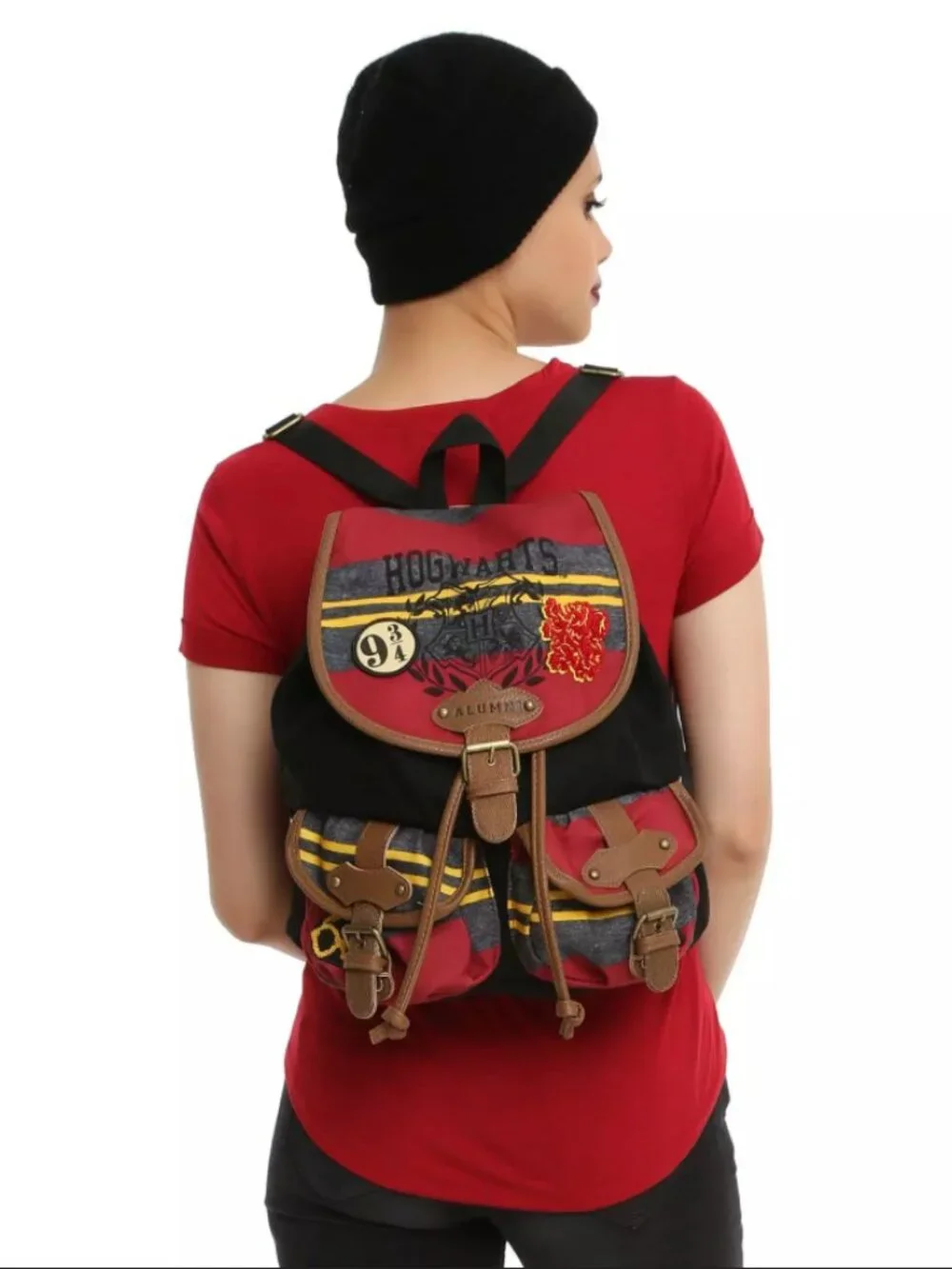Harry Potter Hogwarts Alumni Varsity Stripe Canvas Bookbag Backpack Knapsack